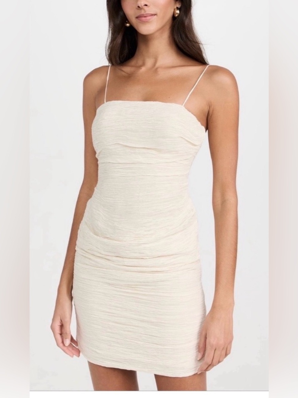 Maylé Vásquez Cozon Ruched Mini Dress in Sand - XS neutral date night party